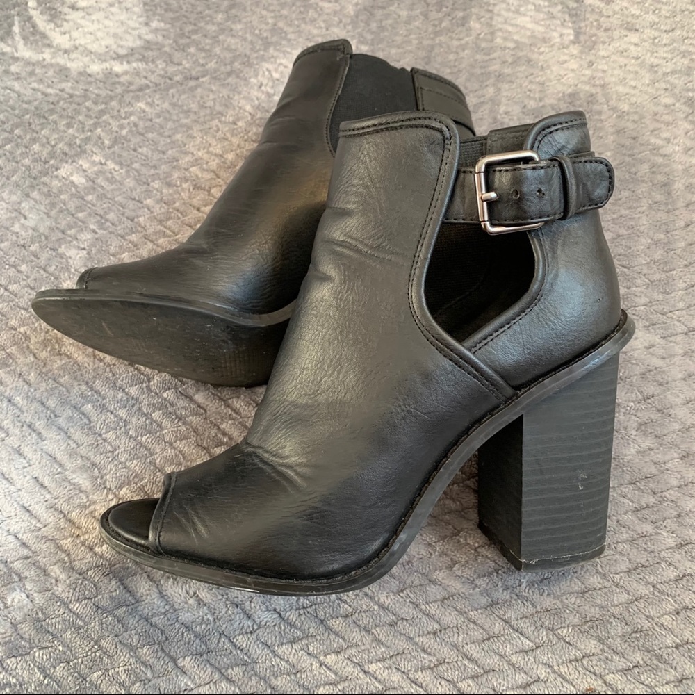 Black Peep Toe Ankle Booties